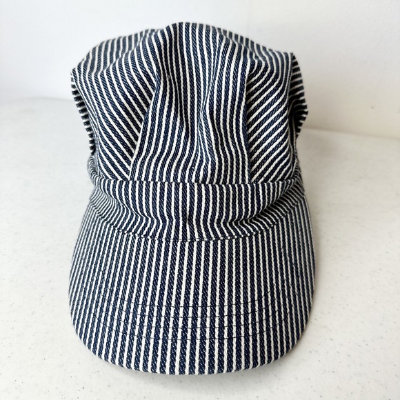 Railroad Engineer Blue‎ Striped Hat  Trains Adjustable Kids Hat SnapBack - Picture 1 of 7